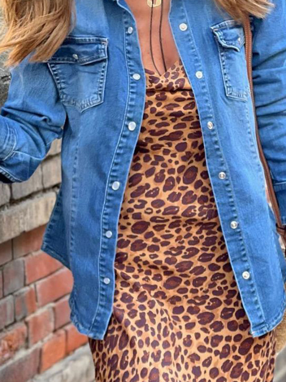 Jaqueta jeans casual de lapela