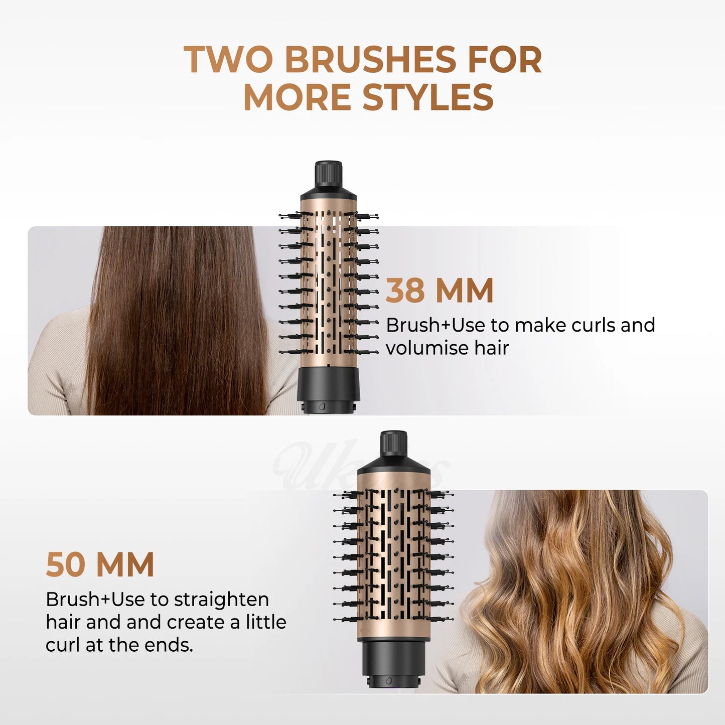 Hair Dryer Brush 3-in-1 Rotating Round Hot Air Spin Brush Set 2 Detachable Auto Rotating Curling Brush Hot Air Styler