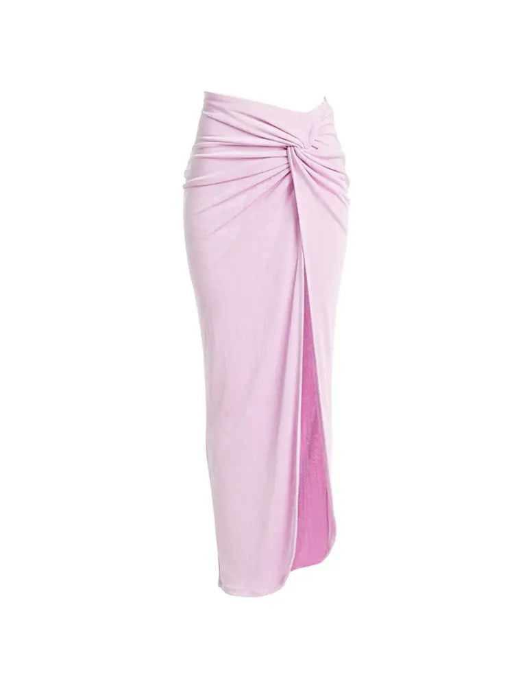 Morandi Pink Colorblock High-Waist Swimsuit Set