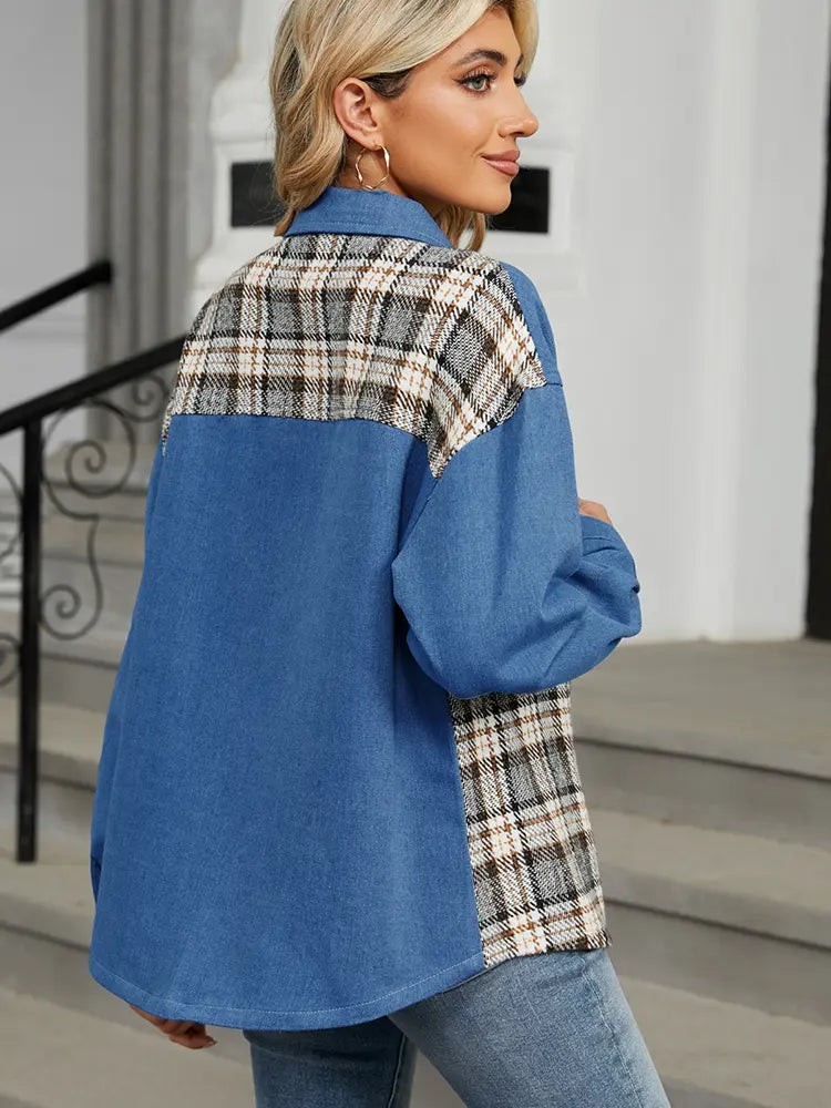 Casaco de Denim em Patchwork Estiloso