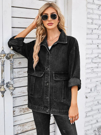 Casaco de Denim Casual de Outono