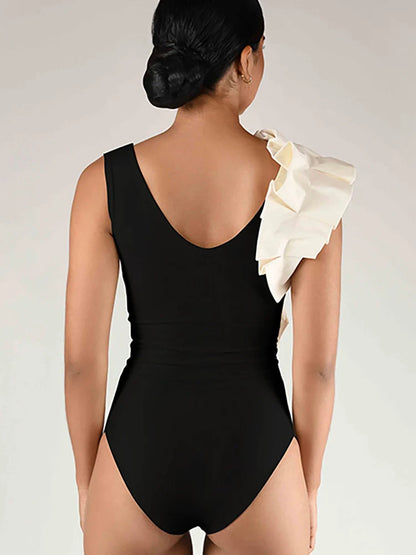 Elegant Polka Dot One-Piece Swimsuit