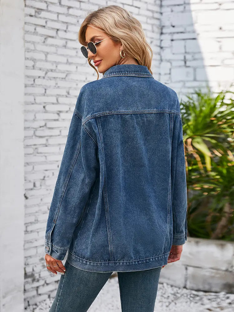 Casaco de Denim Casual de Outono