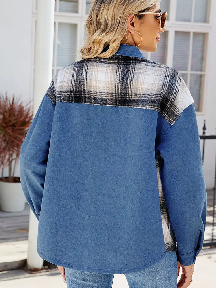 Casaco de Denim em Patchwork Estiloso