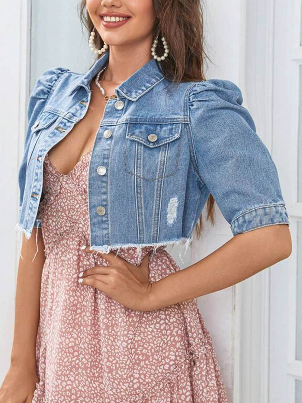Jaqueta jeans rasgada