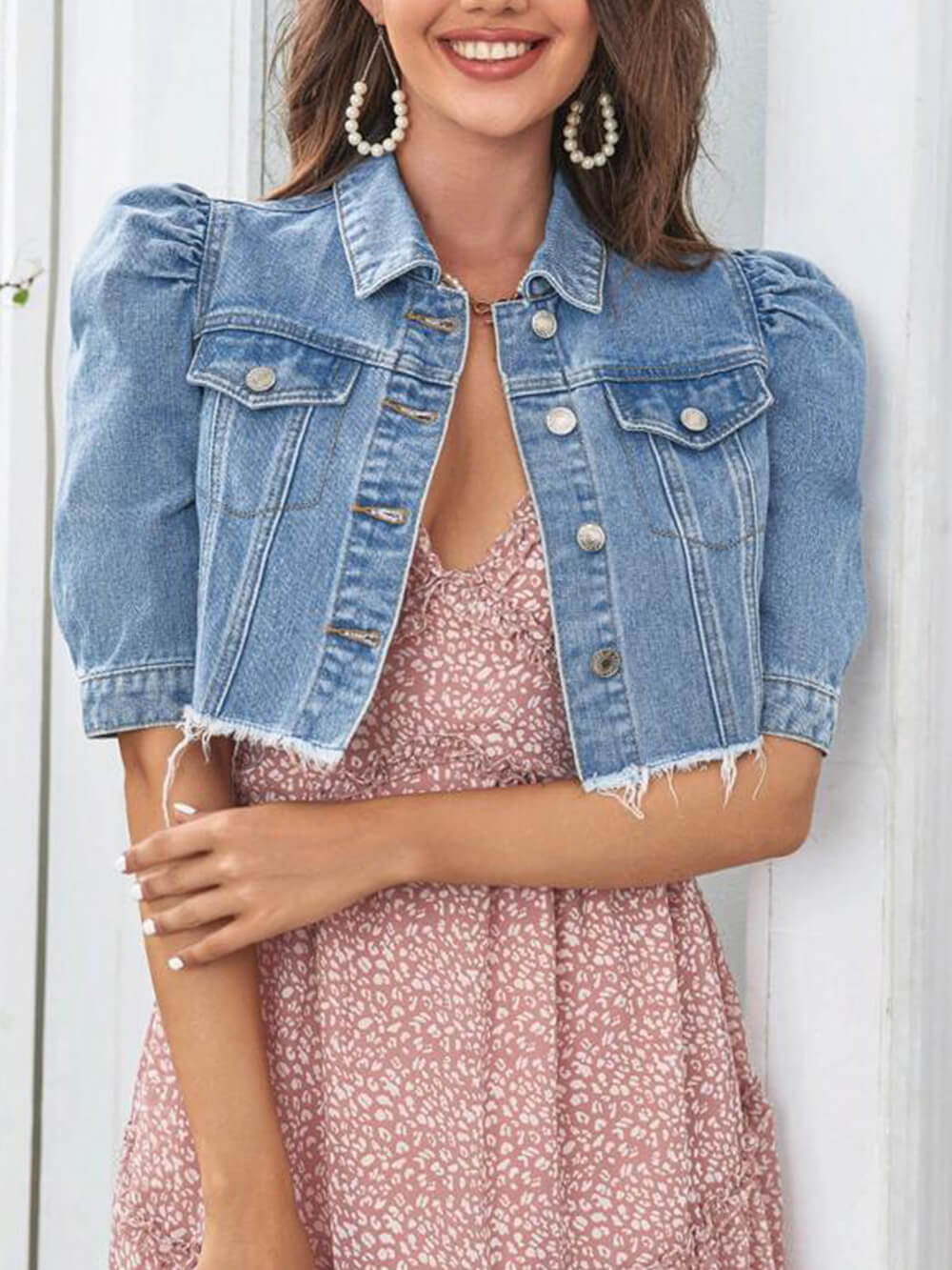 Jaqueta jeans rasgada