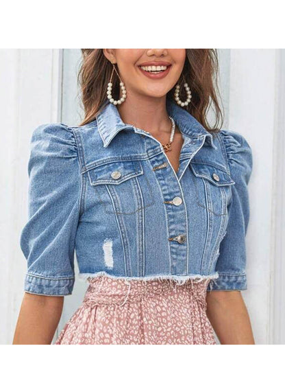 Jaqueta jeans rasgada