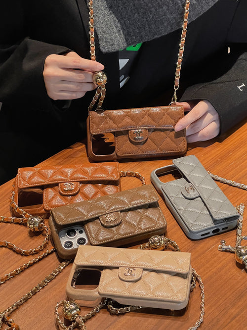 Caixa para iPhone de carteira de luxo com cadeia de mão /crossbody