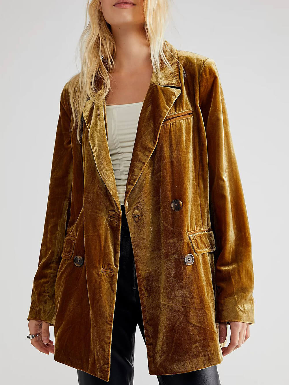 Blazer com fenda de veludo