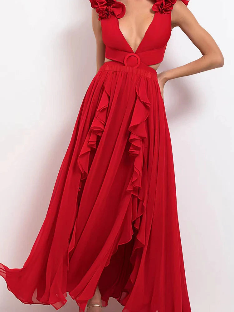 3D Floral Shoulder Embellished Cutout Swimsuit