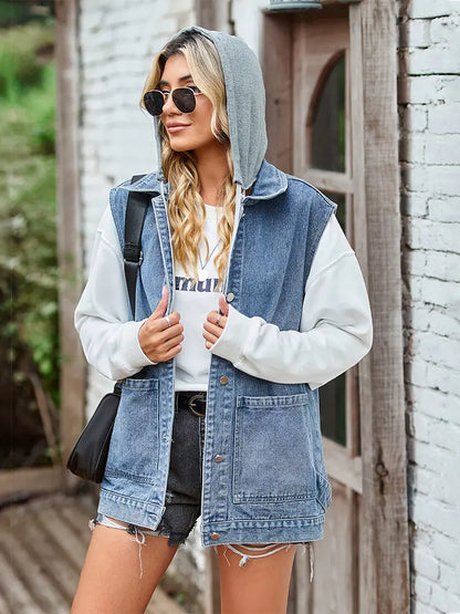 Colete de Denim Larguinho na Moda