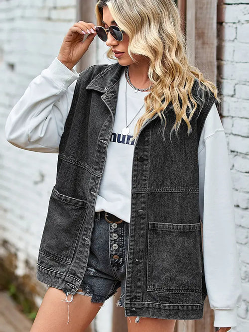Colete de Denim Larguinho na Moda