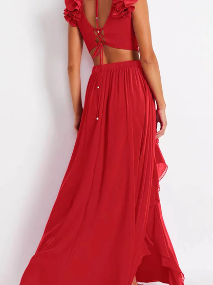 3D Floral Shoulder Embellished Cutout Swimsuit