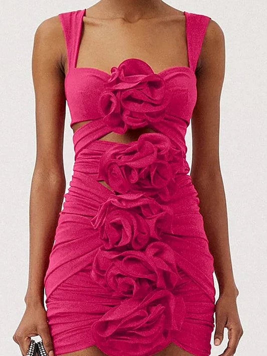 3D Floral Cutout Strappy Swimsuit Set