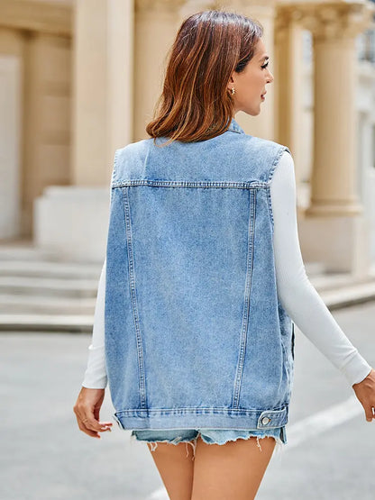 Top de Colete de Denim Clássico