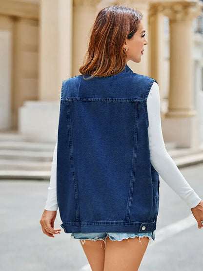 Top de Colete de Denim Clássico