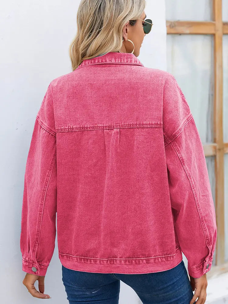 Casaco de Denim Vintage Lavado para Mulheres