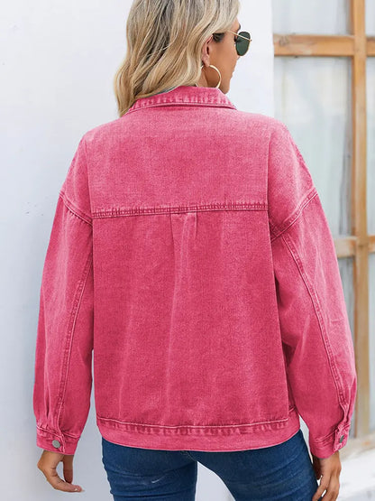Casaco de Denim Vintage Lavado para Mulheres