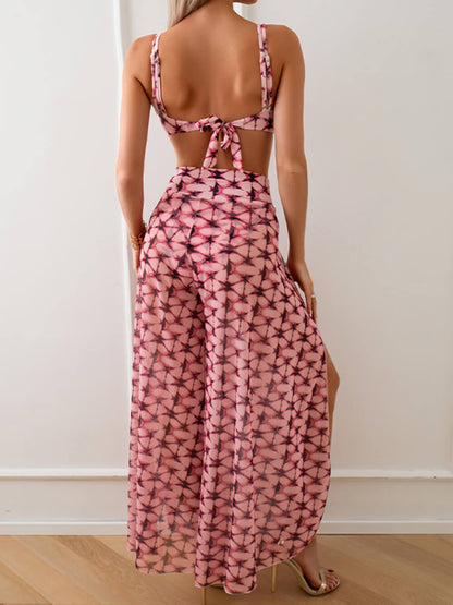 Conjunto de biquíni estampado para férias na praia