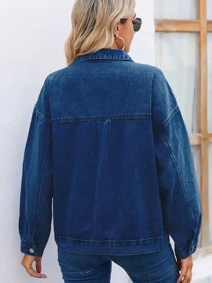 Casaco de Denim Vintage Lavado para Mulheres