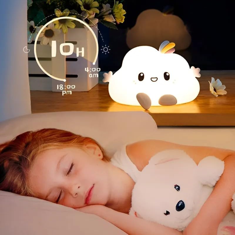 Luminária Touch Nuvem De Silicone LED Portátil Colorida Infantil