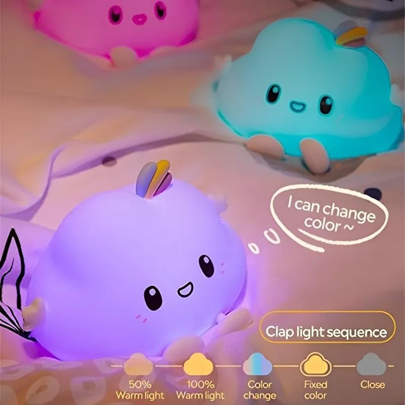 Luminária Touch Nuvem De Silicone LED Portátil Colorida Infantil