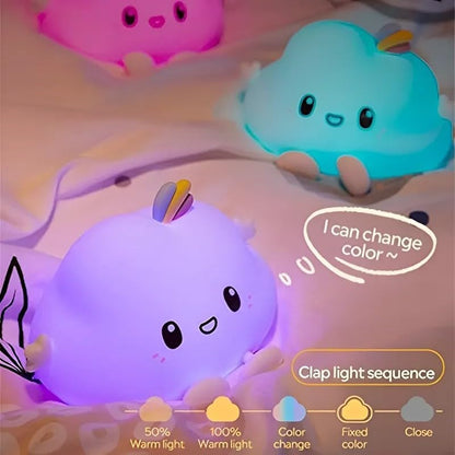 Luminária Touch Nuvem De Silicone LED Portátil Colorida Infantil