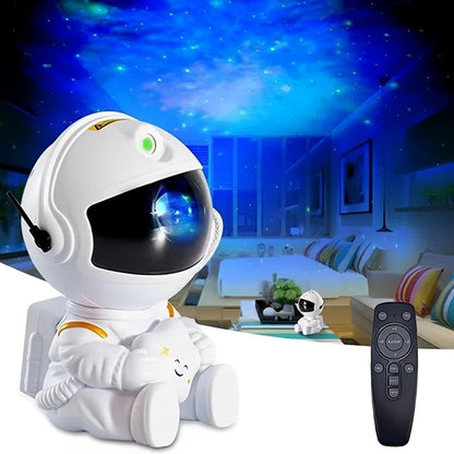 Luminária Projetor Galáxia Mini Astronauta LED com 3 Cores Decoração Infantil