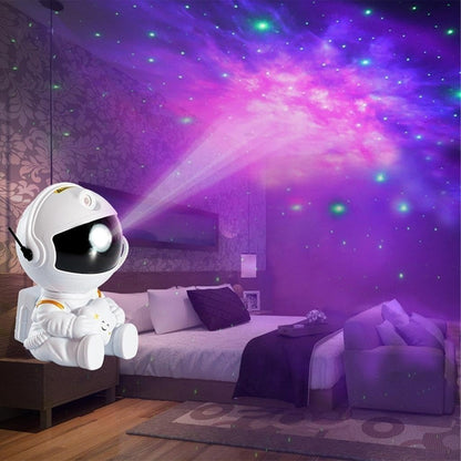 Luminária Projetor Galáxia Mini Astronauta LED com 3 Cores Decoração Infantil