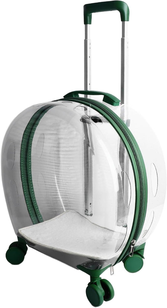 Paterr Pet Rolling Carrier Com Grandes Orifícios de Ventilação, Rodas Giratórias Silenciosas de 360 graus, Excelente Material de PC para Gatos de Pequeno a Médio Porte e Cães