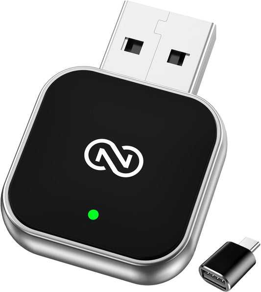 Adaptador de carro sem fio para CarPlay - Conversão instantânea de com fio para sem fio, Plug & Play, design mini estável, compatível com iPhone iOS 10+ e veículos com CarPlay com fio