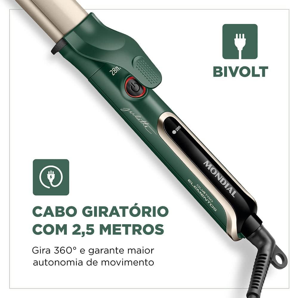 Modelador de Cachos By Juliette, Mondial, Verde Oliva, 70W, Bivolt - MC-JU-02