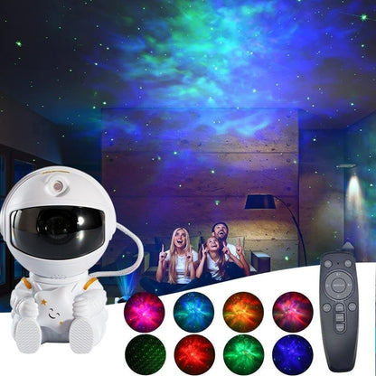 Luminária Projetor Galáxia Mini Astronauta LED com 3 Cores Decoração Infantil