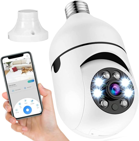 Câmera Segurança Lâmpada Ip Wifi 360° Full HD Inteligente Prova D'água Giratória Visão Noturna Infravermelho Detecção de Movimentos 1080P HD Bivolt Premium