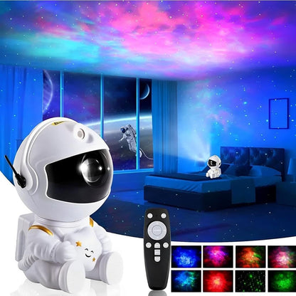 Luminária Projetor Galáxia Mini Astronauta LED com 3 Cores Decoração Infantil
