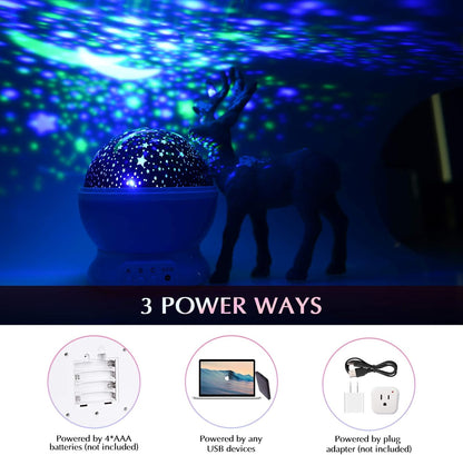 Projetor de luz noturna estrela|Lampadas de LED que mudam de cor| Rotativas de 360 graus.