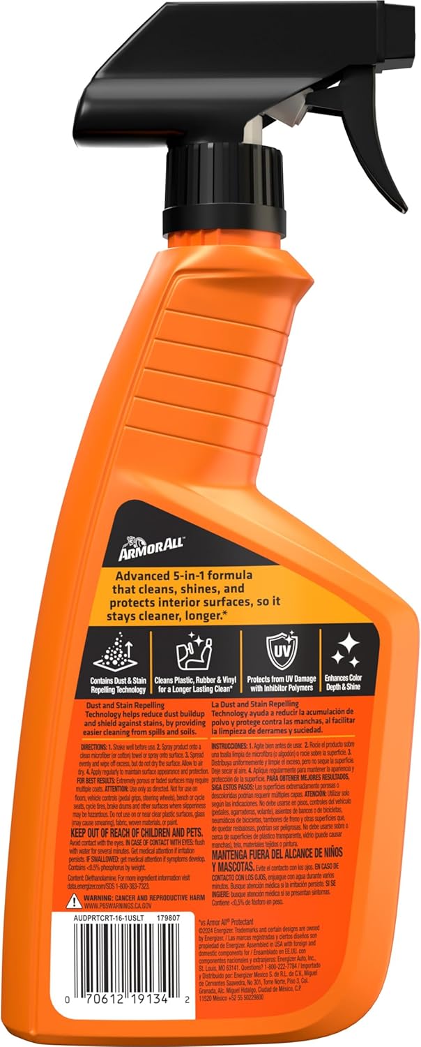 Armor All Spray protetor Extreme Shield, limpador interno de carro com proteção UV contra rachaduras e desbotamento, 40 ml
