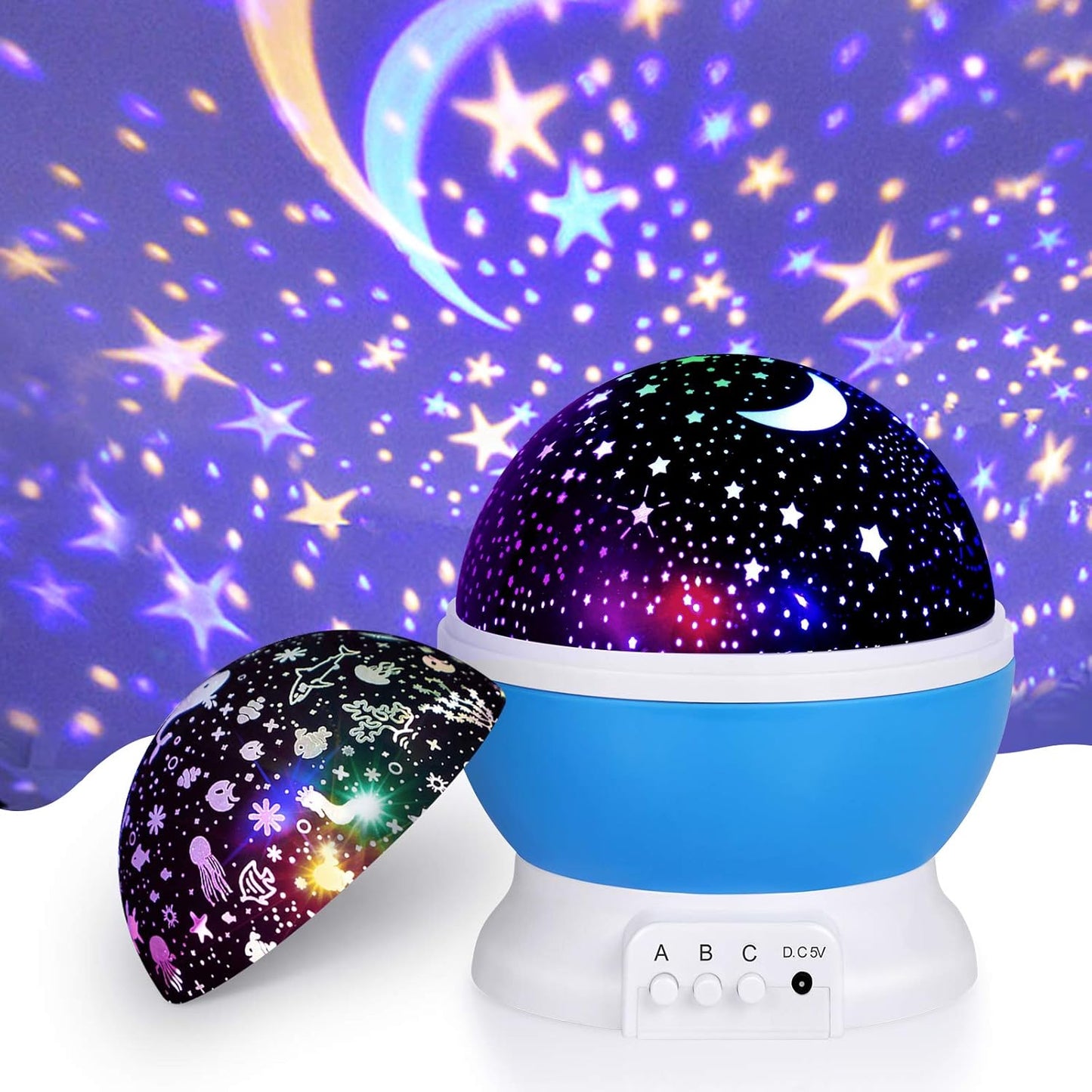 Projetor de luz noturna estrela|Lampadas de LED que mudam de cor| Rotativas de 360 graus.