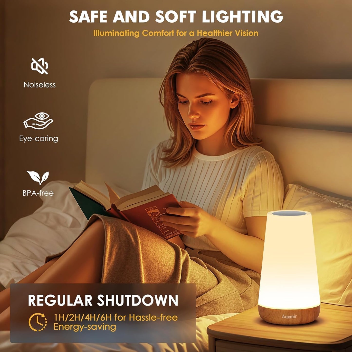 Luminária de Mesa LED Toque & Controle Remoto - Regulável, RGB 13 Cores, 5 Níveis de Brilho, Recarregável, Portátil - Lâmpada de Cabeceira USB, Abajur Infantil e para Quarto