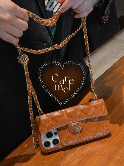 Caixa para iPhone de carteira de luxo com cadeia de mão /crossbody