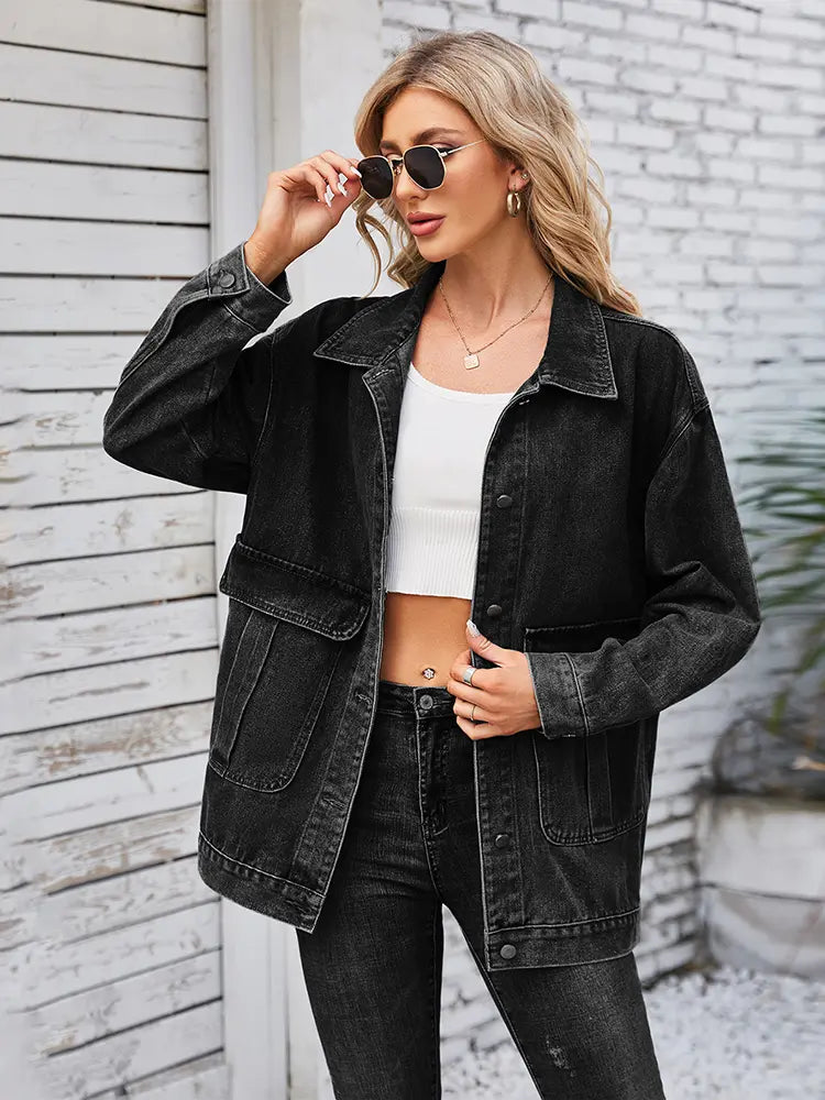 Casaco de Denim Casual de Outono