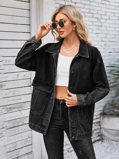 Casaco de Denim Casual de Outono