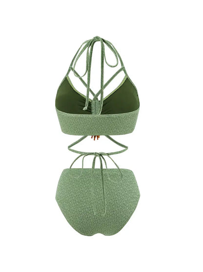 Boho Sage Green Bikini Set for Women