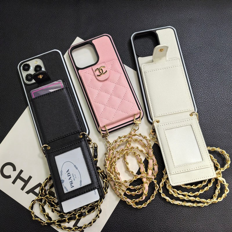Capa de couro CC Crossbody para iPhone