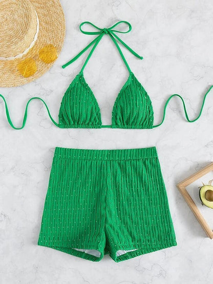 Biquíni feminino texturizado com cordão
