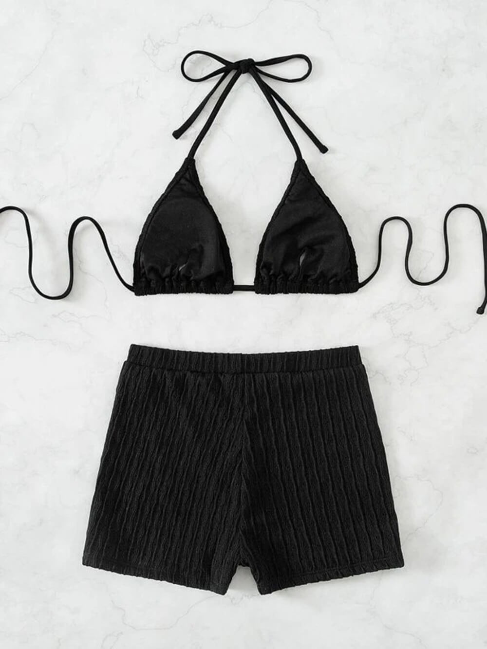 Biquíni feminino texturizado com cordão