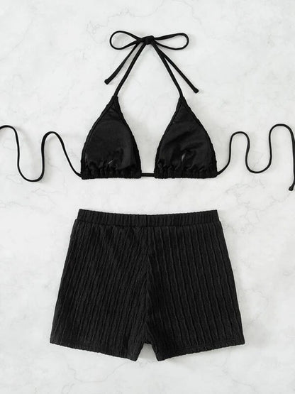 Biquíni feminino texturizado com cordão