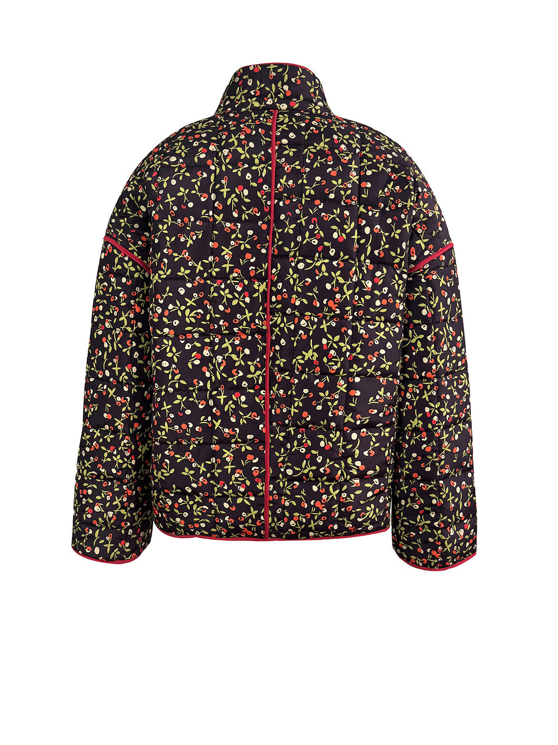Jaqueta de algodão com estampa de flores e clipe de bolso