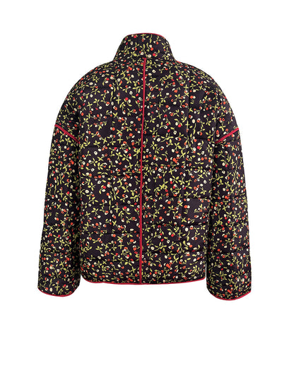 Jaqueta de algodão com estampa de flores e clipe de bolso