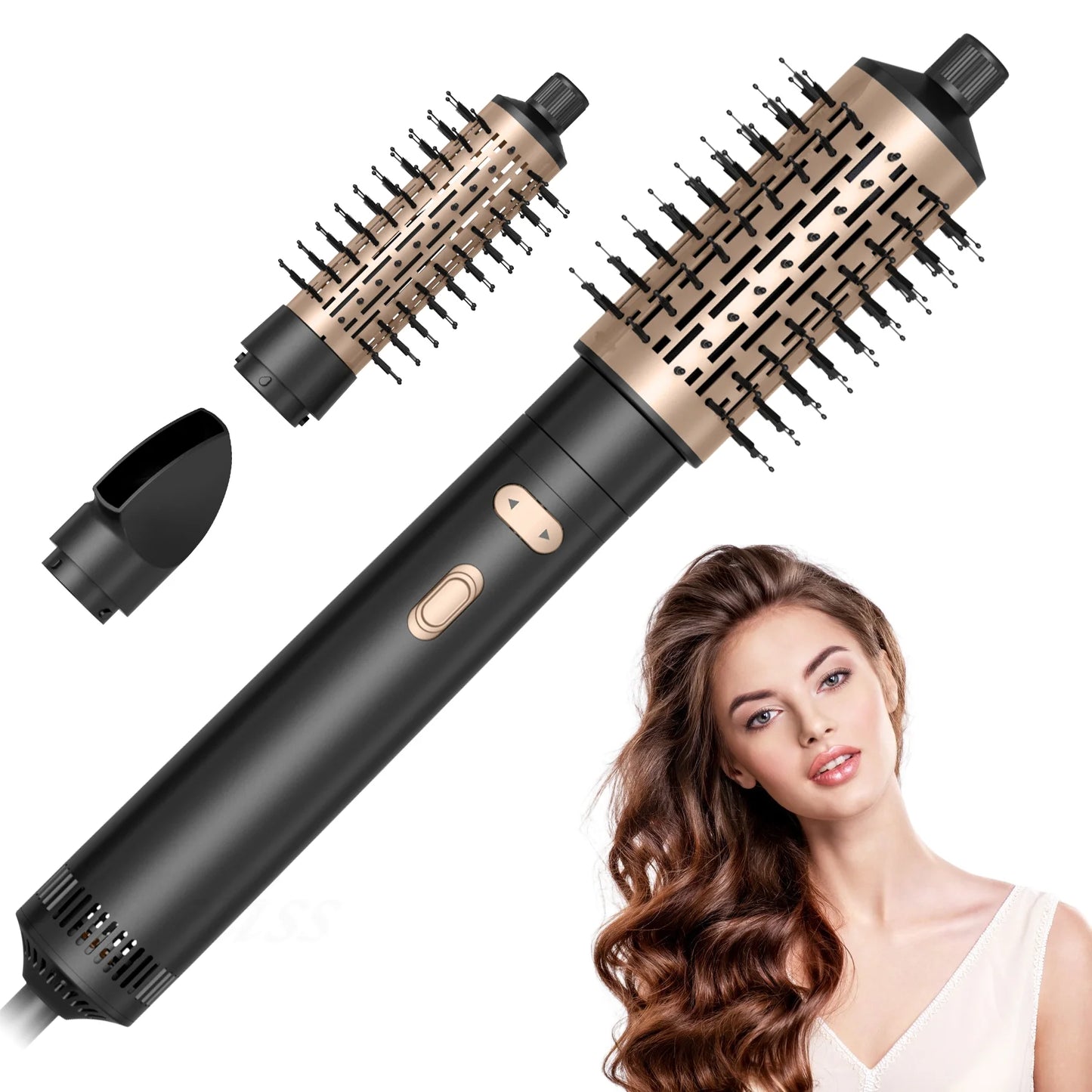 Hair Dryer Brush 3-in-1 Rotating Round Hot Air Spin Brush Set 2 Detachable Auto Rotating Curling Brush Hot Air Styler